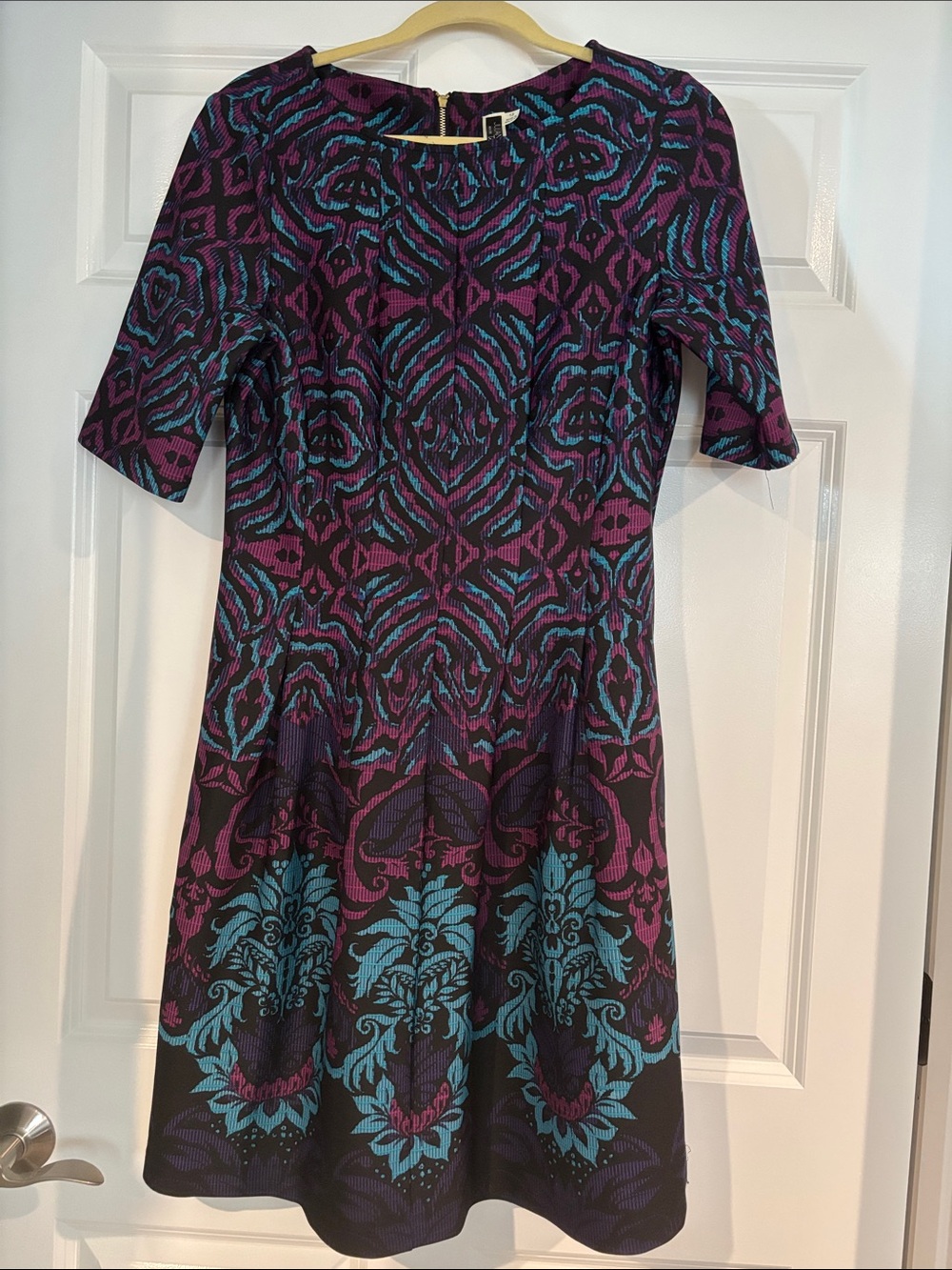 Julian Taylor Purple and Teal Midi Dress